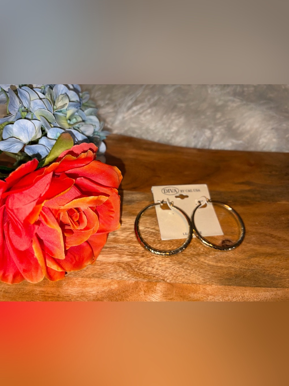 Diva Gold Textured Hoop Earrings